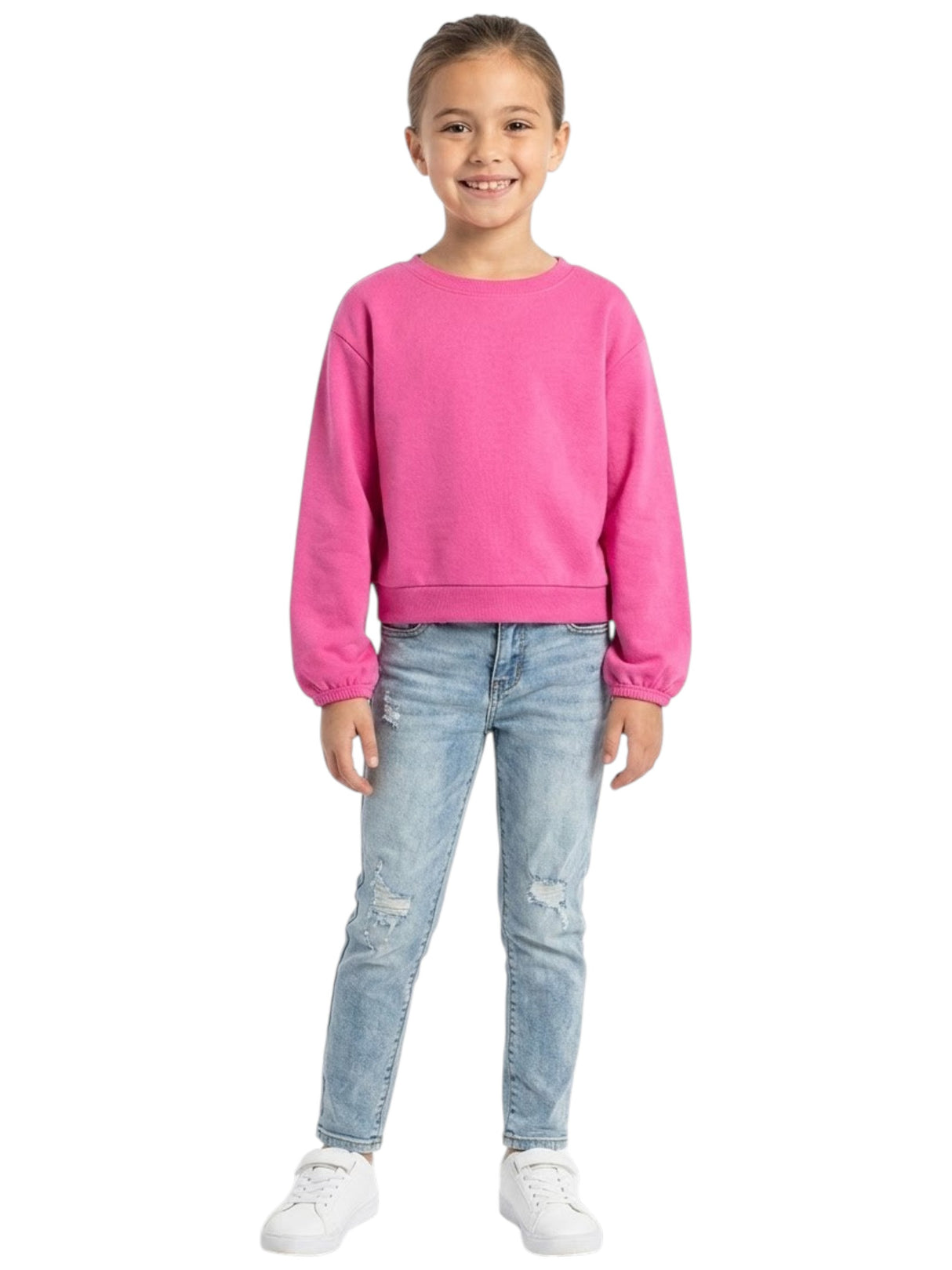 Image for Kids Girl's Plain Solid Sweaters,Hot Pink