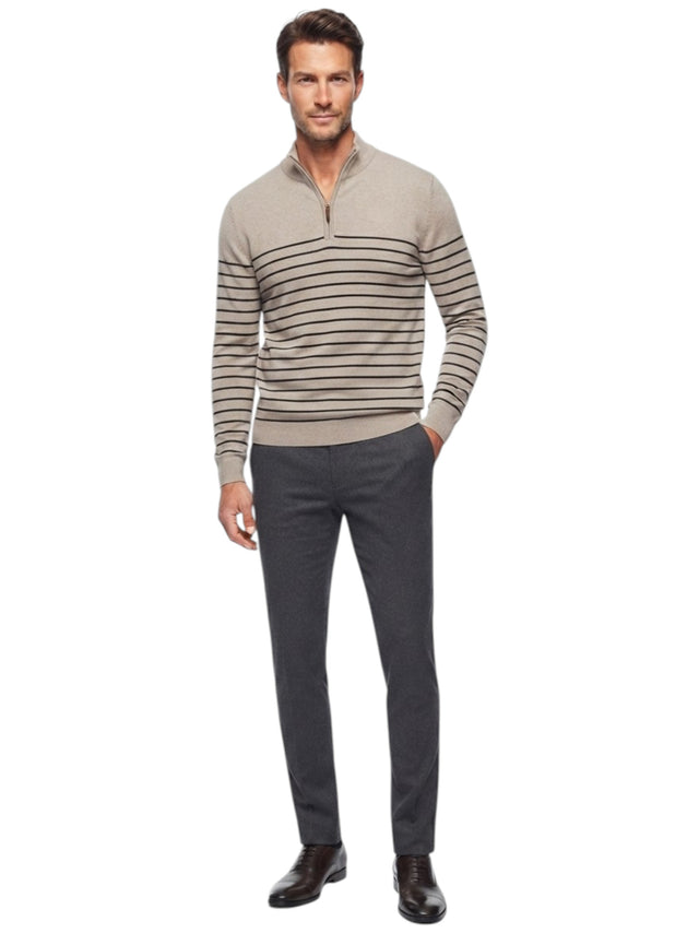 Image for Men's Striped Sweaters,Beige/Navy