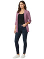 Image for Women's Plain Solid Cardigan With Top Inside,Purple/Black
