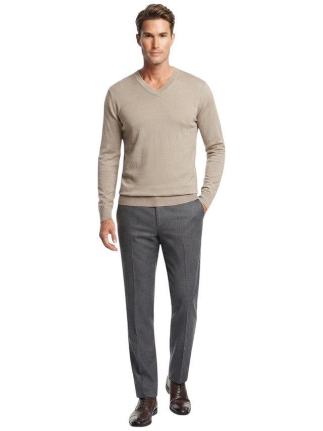 Image for Men's Plain Solid Sweaters,Beige
