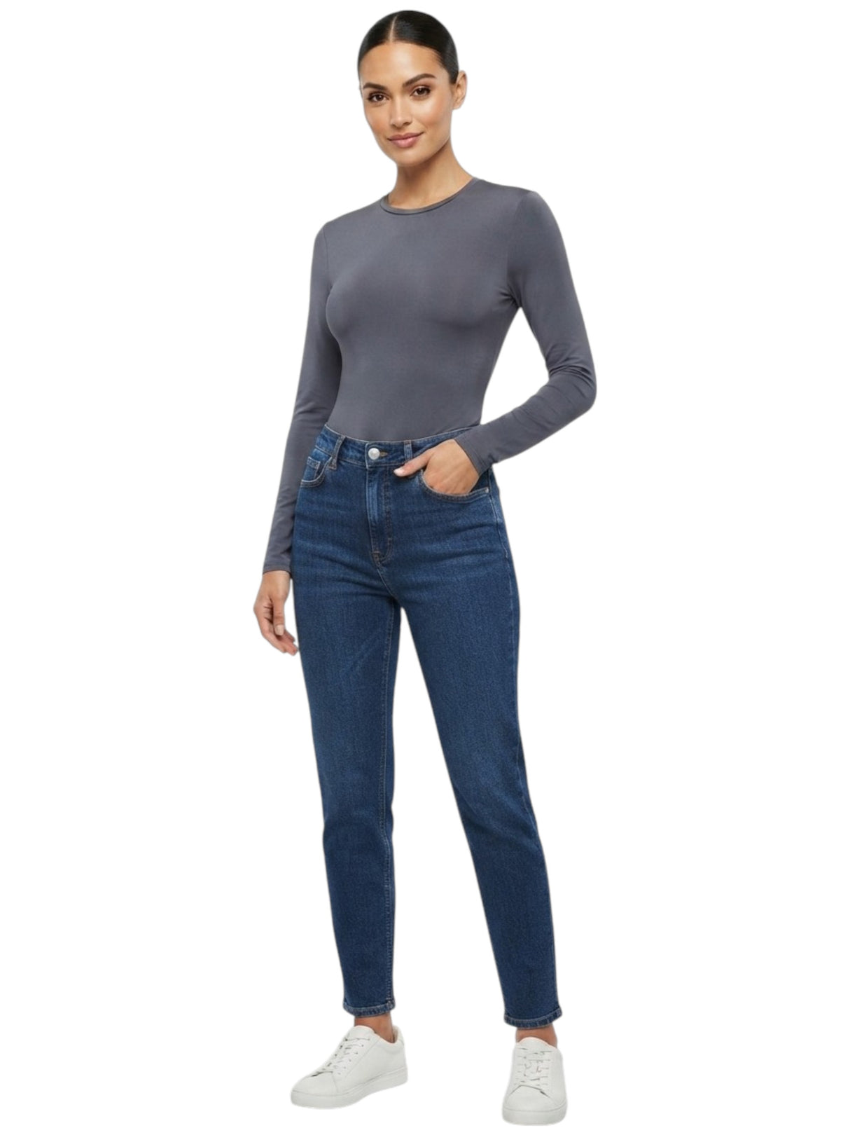Image for Women's Plain Solid Bodysuit,Dark Grey