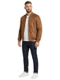 Image for Men's Textured Faux Fire Inside Jacket,Brown