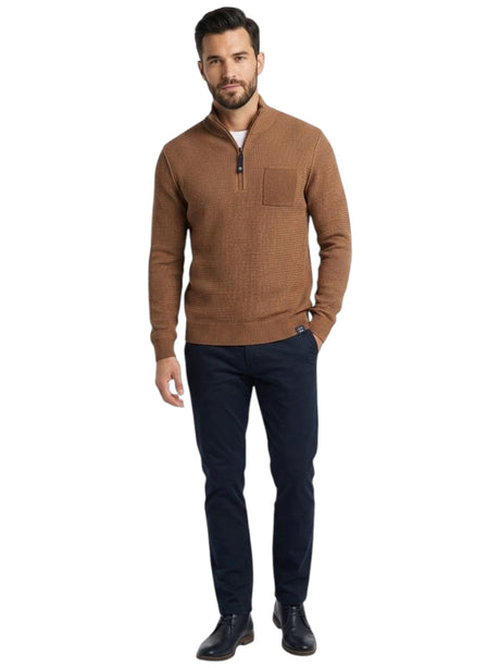 Image for Men's Textured Polo Sweater,Brown