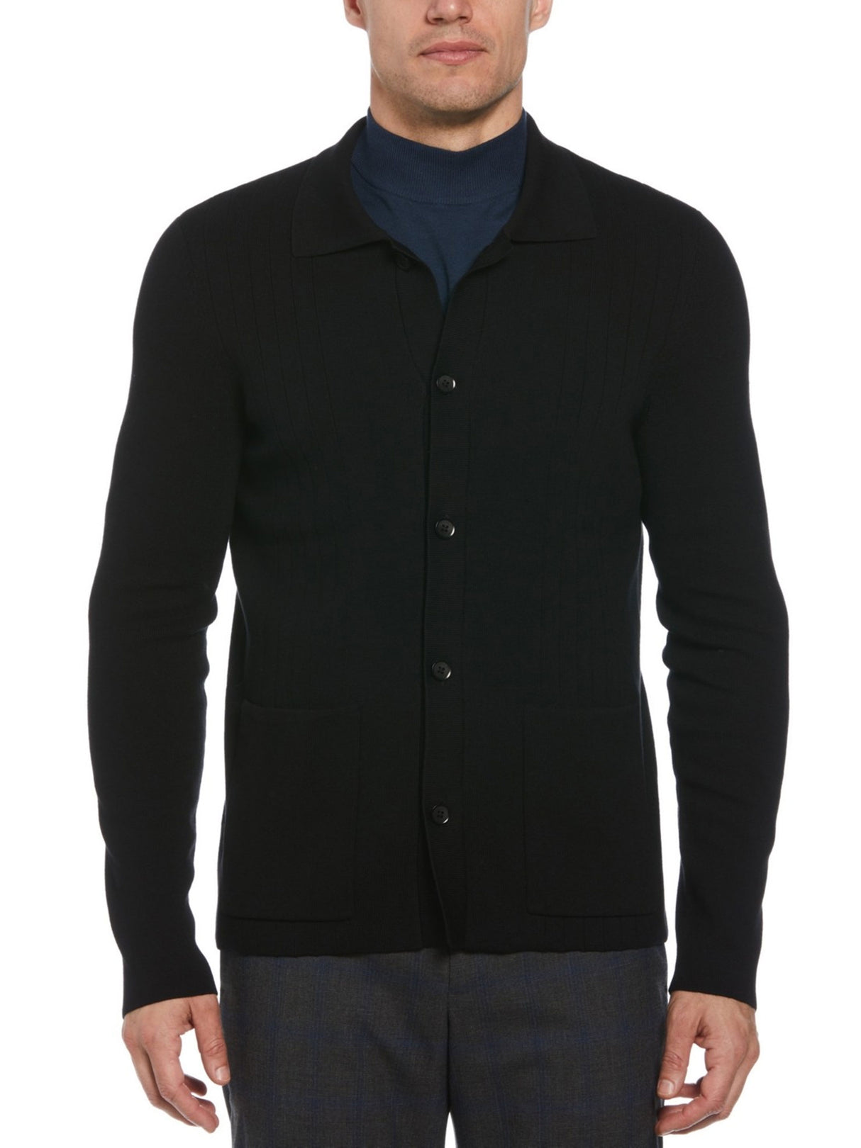 Image for Men's Textured Cardigan,Black