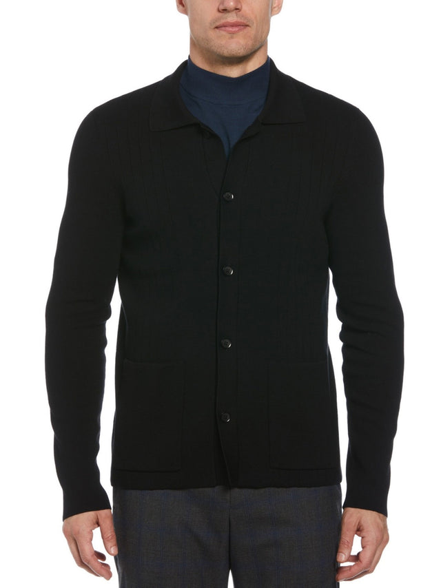 Image for Men's Textured Cardigan,Black