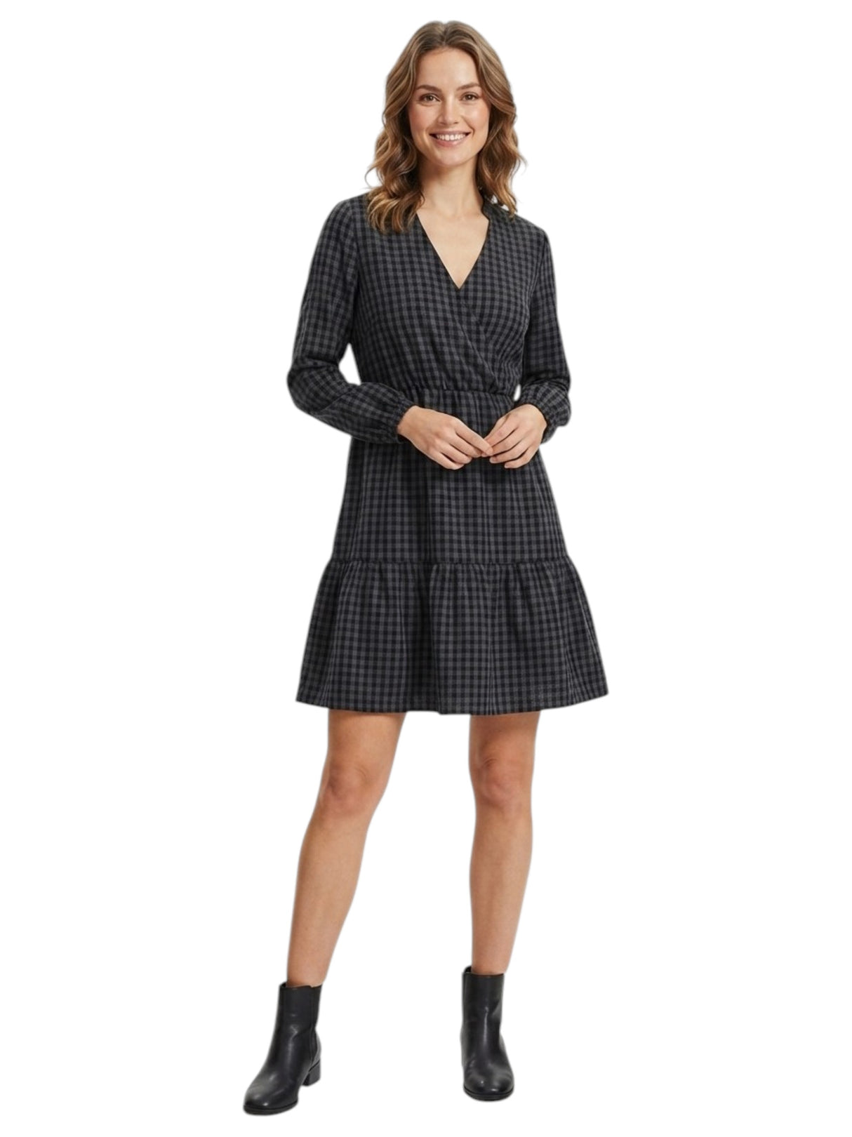Image for Women's Plaid Dress,Grey
