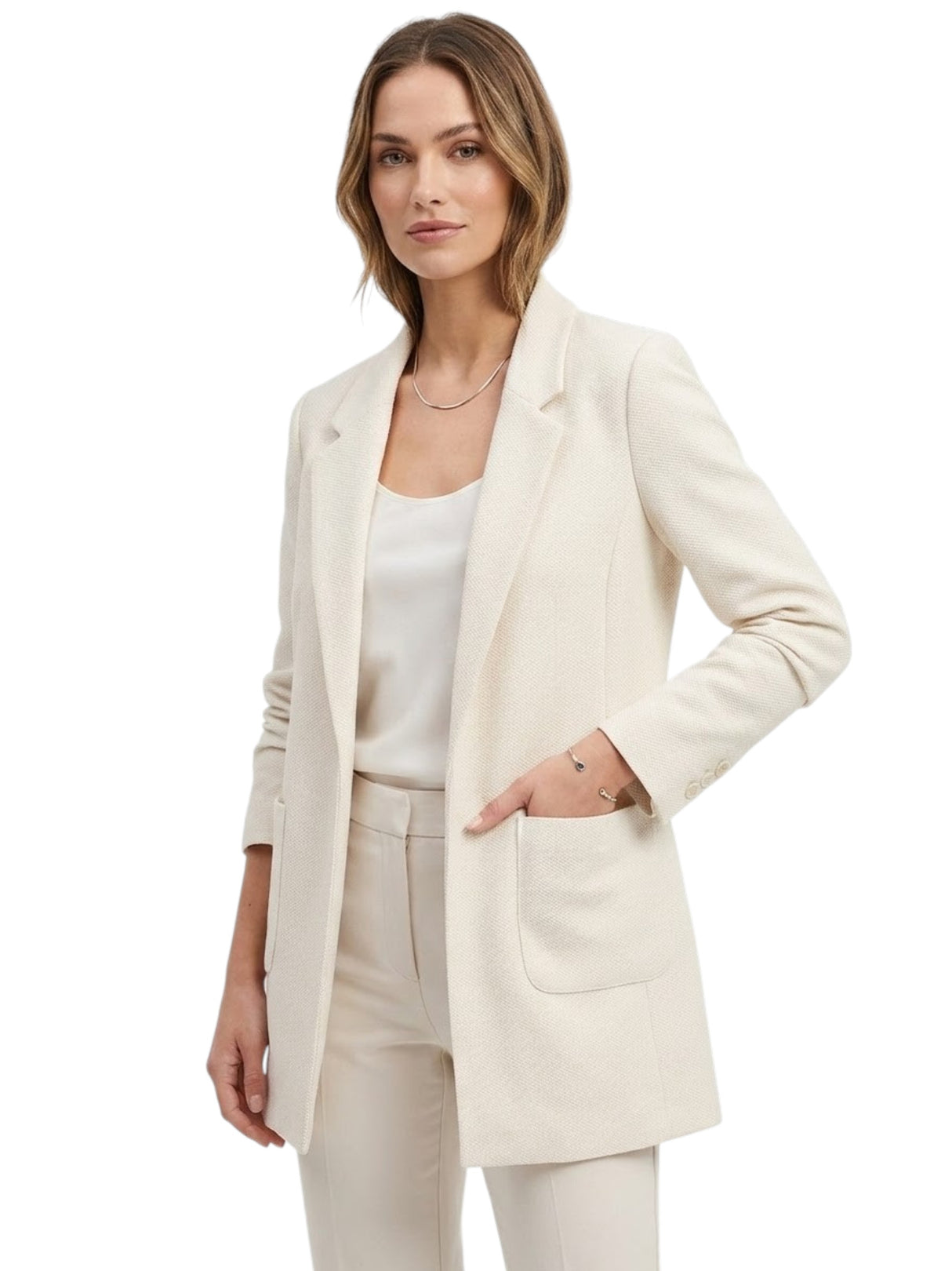 Image for Women's Textured Blazer,Light Beige