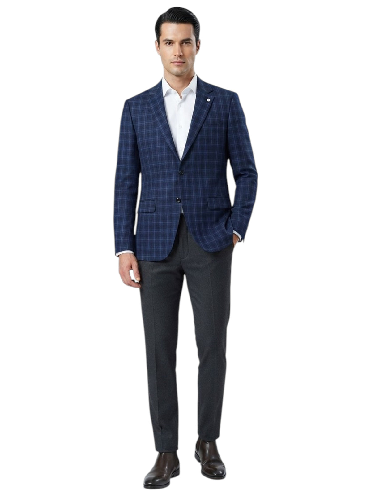 Image for Men's Plaid Blazer,Navy