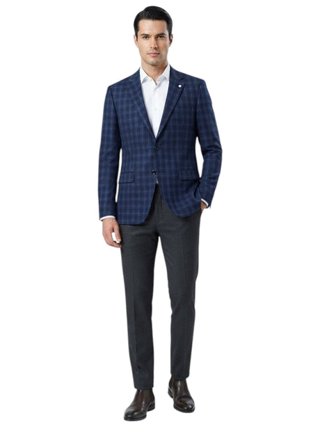 Image for Men's Plaid Blazer,Navy