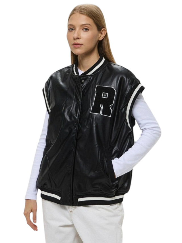 Image for Women's Plain Leather Vest,Black