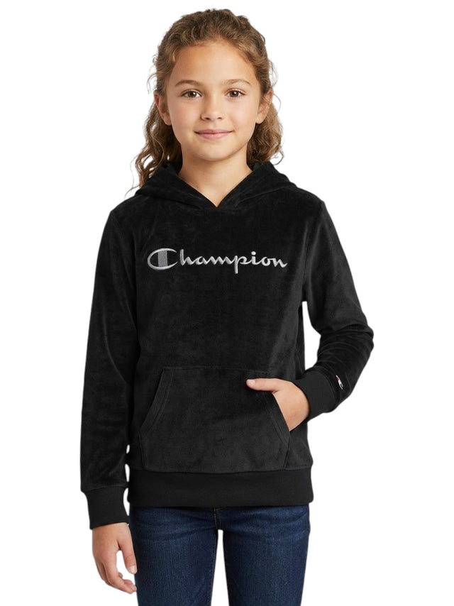 Image for Kids Girl's Brand Logo Printed Velvet Hoodies,Black