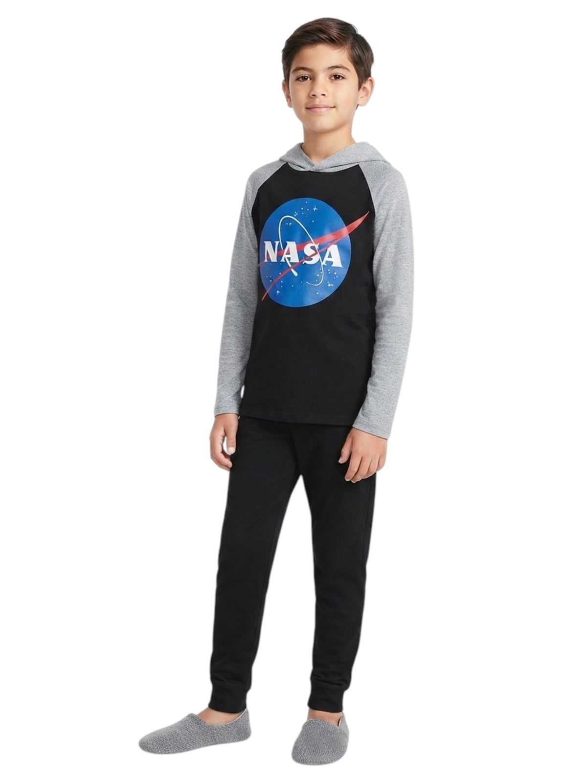 Image for Kids Boy's Color Blocked Sleepwear Top,Black/Grey