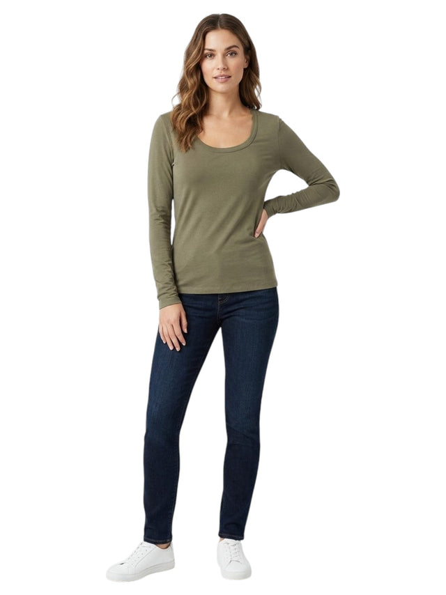 Image for Women's Plain Solid Top,Olive