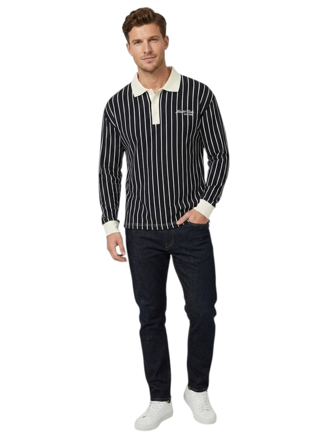 Image for Men's Striped Polo Shirt,Navy