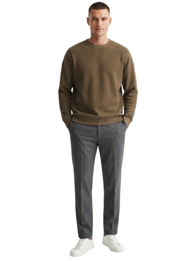 Image for Men's Plain Textured Sweater,Brown