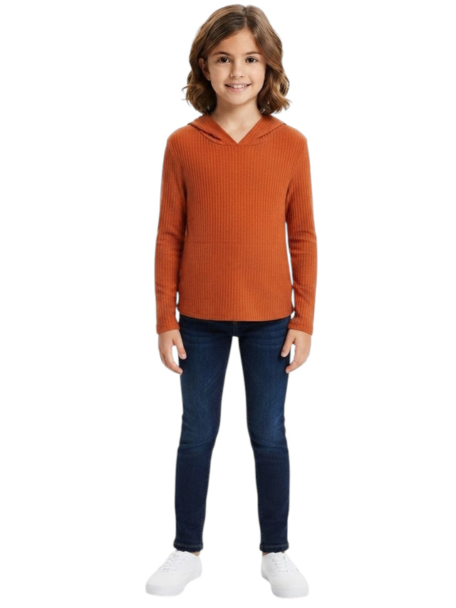 Image for Kids Girl's Ribbed Top,Rust