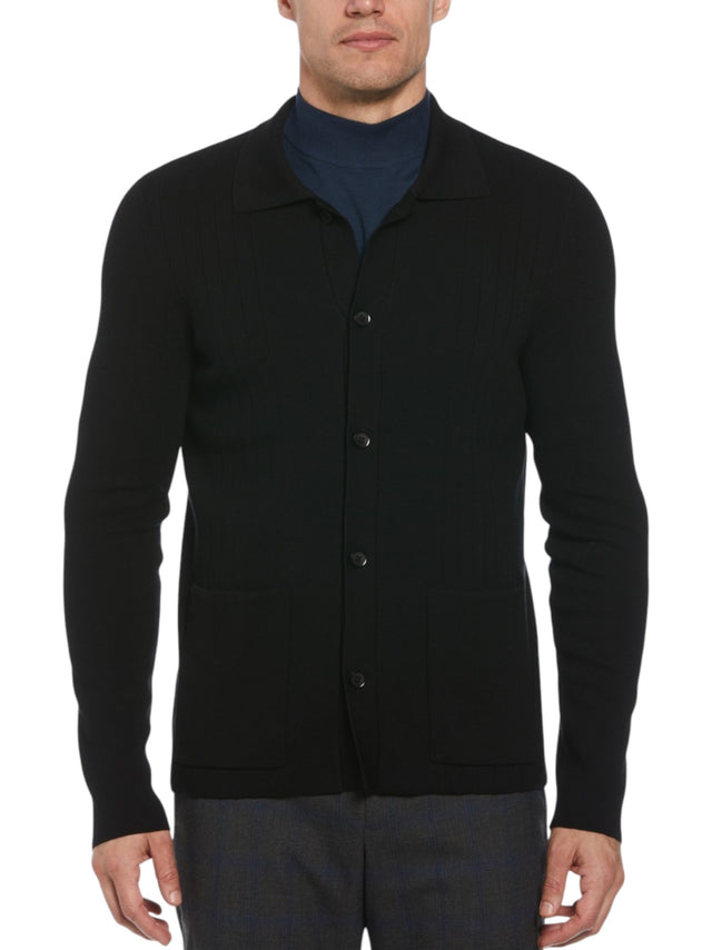 Image for Men's Ribbed Cardigan,Black