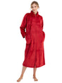Image for Women's Plain Faux Fur Zipper Fly Robe,Red