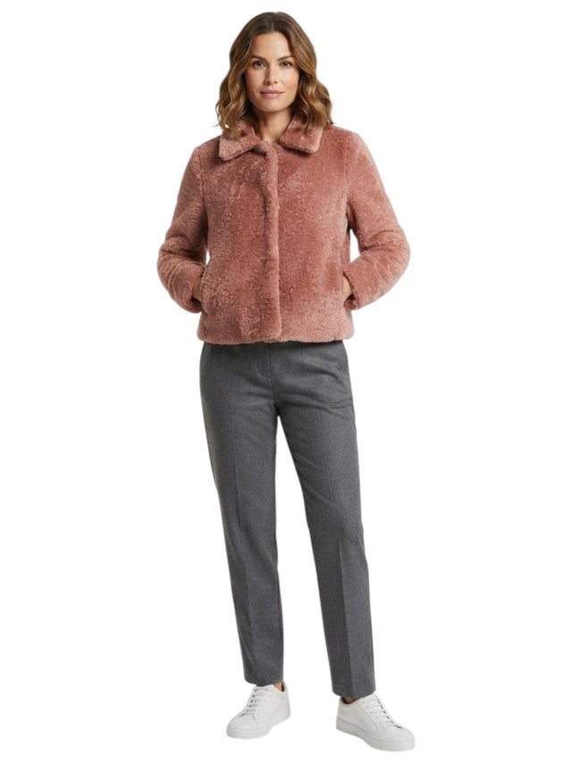 Image for Women's Textured Faux Fur Jacket,Dusty Rose
