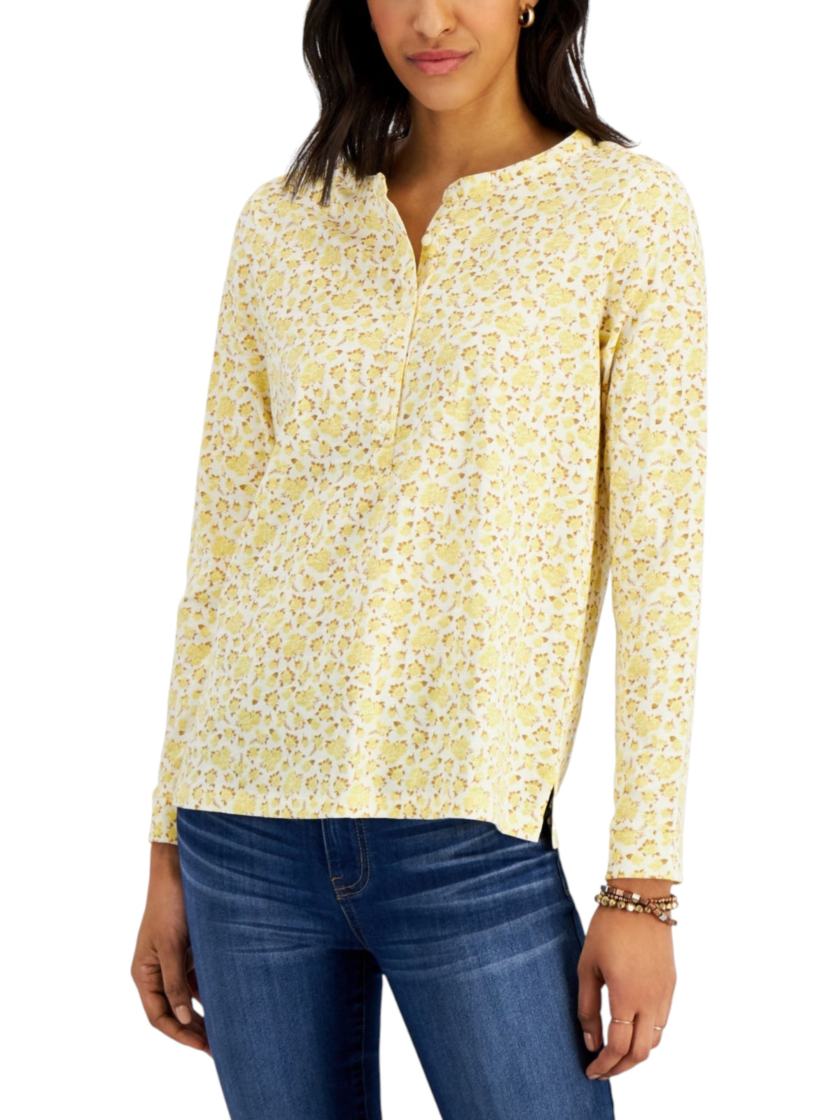 Image for Women's Floral Printed Top,Yellow