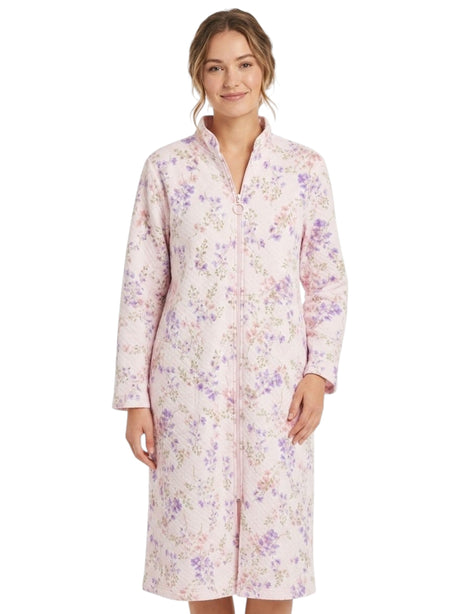 Image for Women's Floral Printed Zipper Fly Robe,Pink