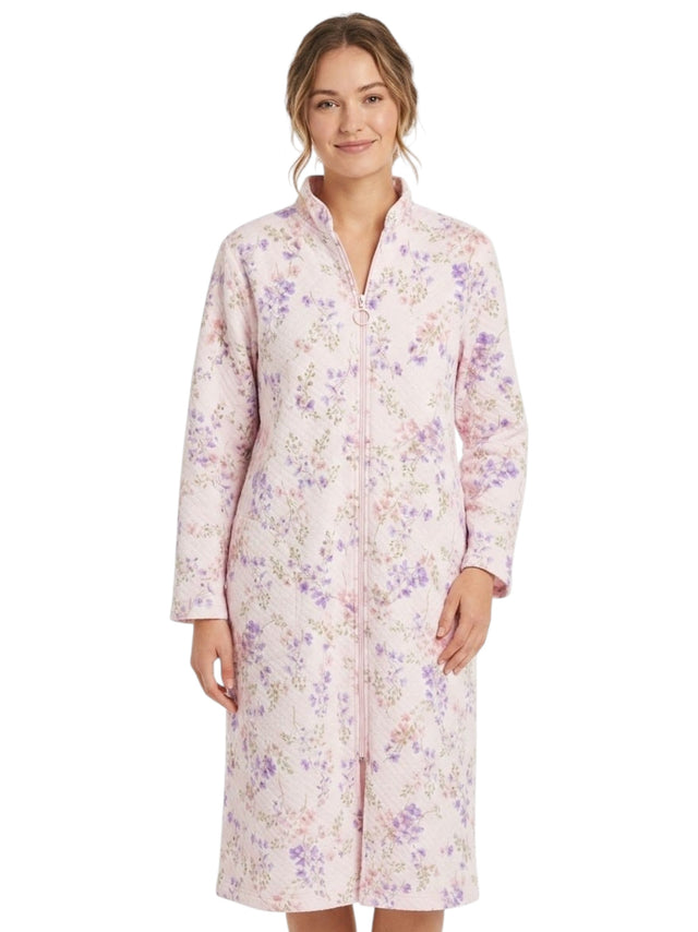 Image for Women's Floral Printed Zipper Fly Robe,Pink