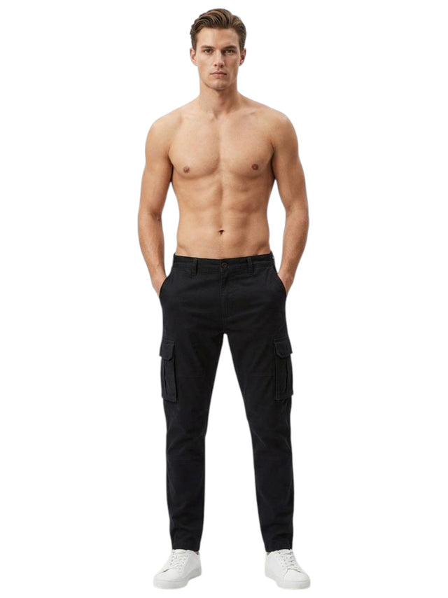 Image for Men's Plain Solid Cargo Pant,Black