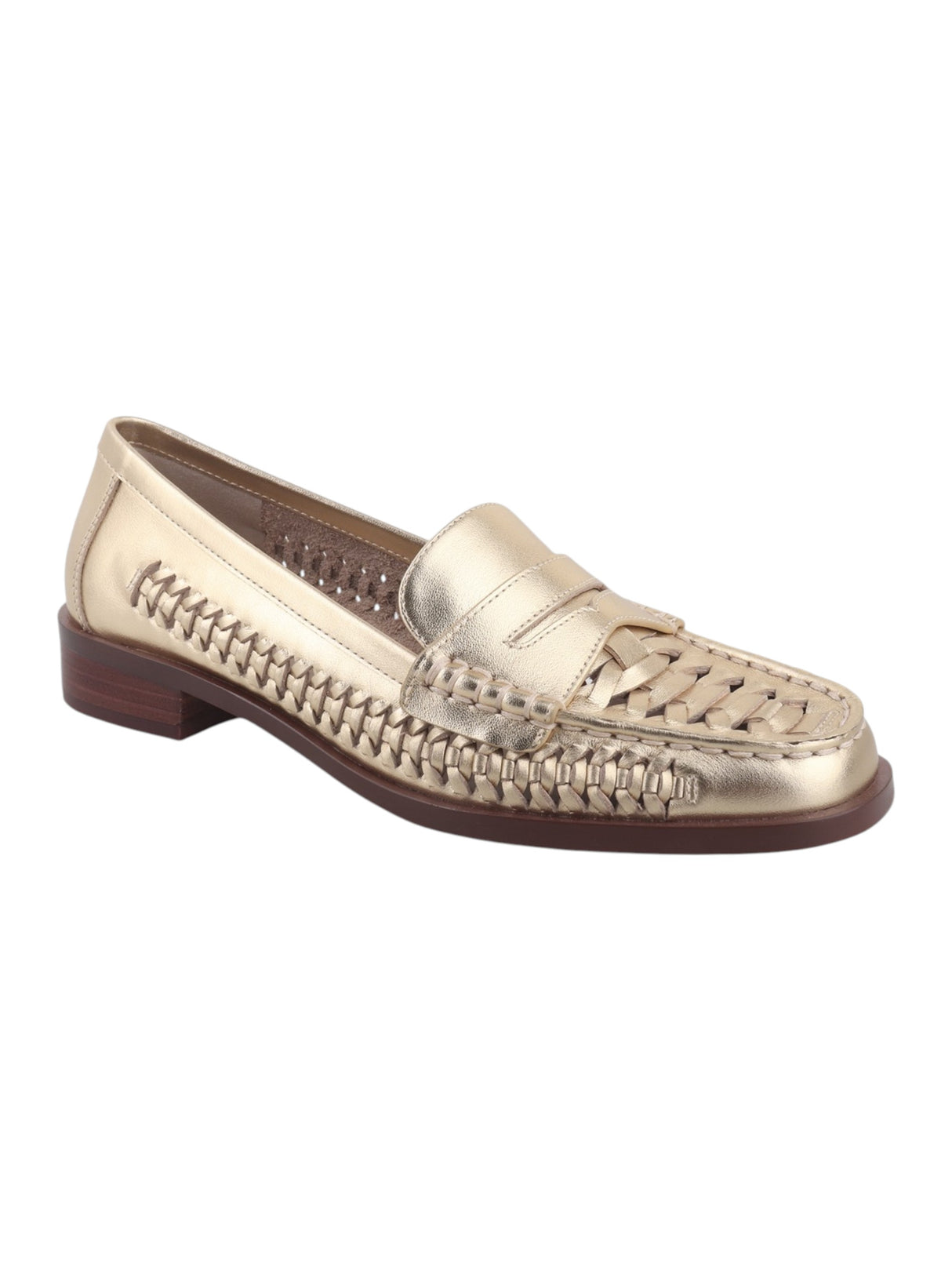 Image for Women's Plain  Brynnlee Woven Loafers Shoes,Gold