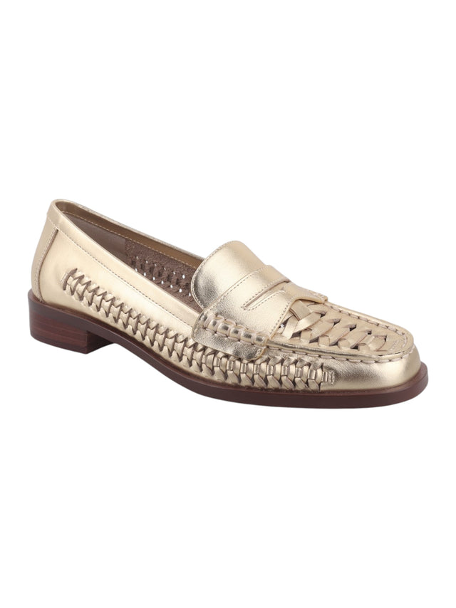 Image for Women's Plain  Brynnlee Woven Loafers Shoes,Gold