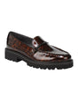 Image for Women's Tortoise Patent Leather Printed Loafers Shoes,Brown