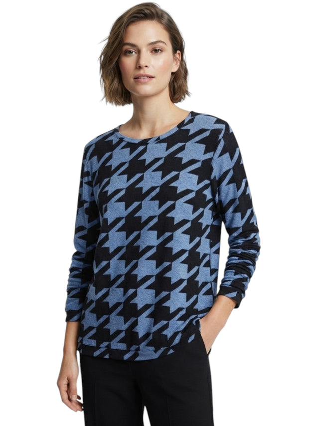 Image for Women's Printed Top,Black/Dusty Blue