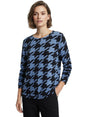 Image for Women's Printed Top,Black/Dusty Blue