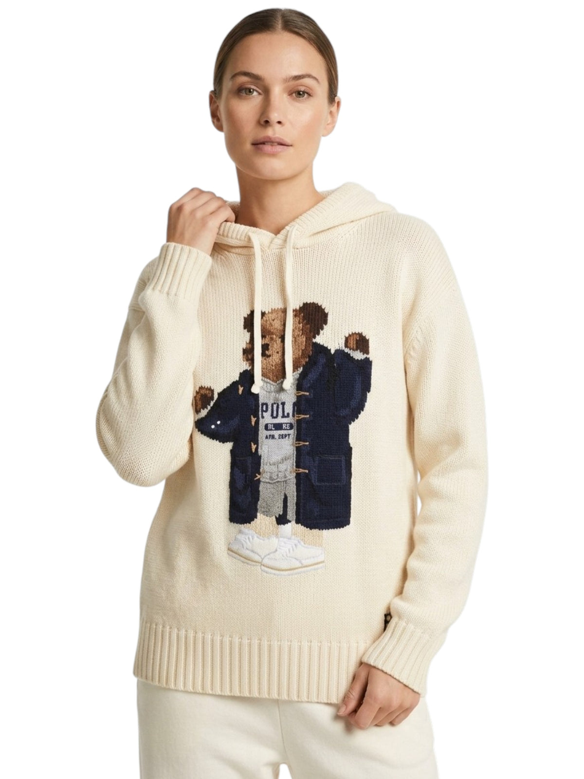 Image for Women's Knitted Brand Logo Printed Hoodies,Off White