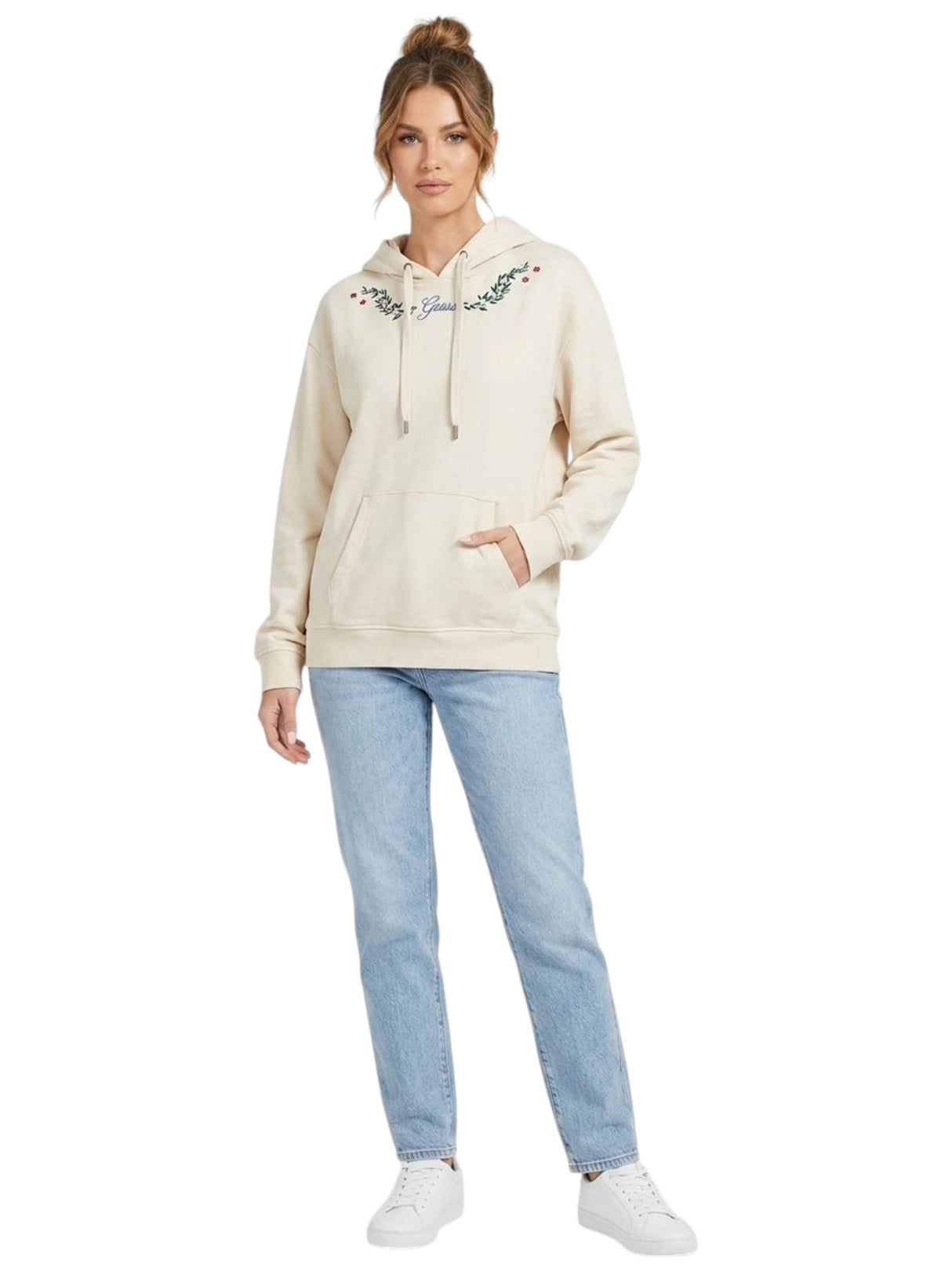 Image for Women's Brand Logo Printed Hoodies,Light Beige