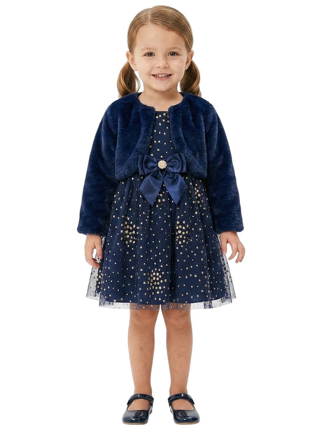 Image for Kids Girl's Printed Dress With Jacket &Thongs,Navy