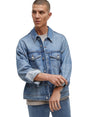 Image for Men's Plain Solid Denim Jacket,Blue
