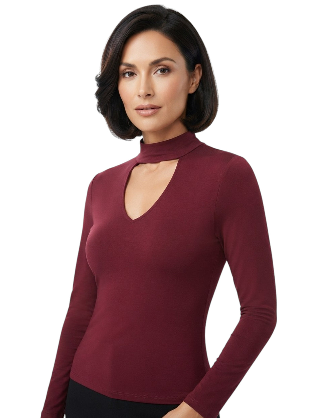 Image for Women's Plain Solid Top,Burgandy
