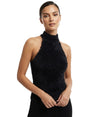 Image for Women's Plain Faux Fur Top Open Back,Black