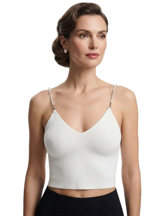 Image for Women's Ribbed Crop Top,White