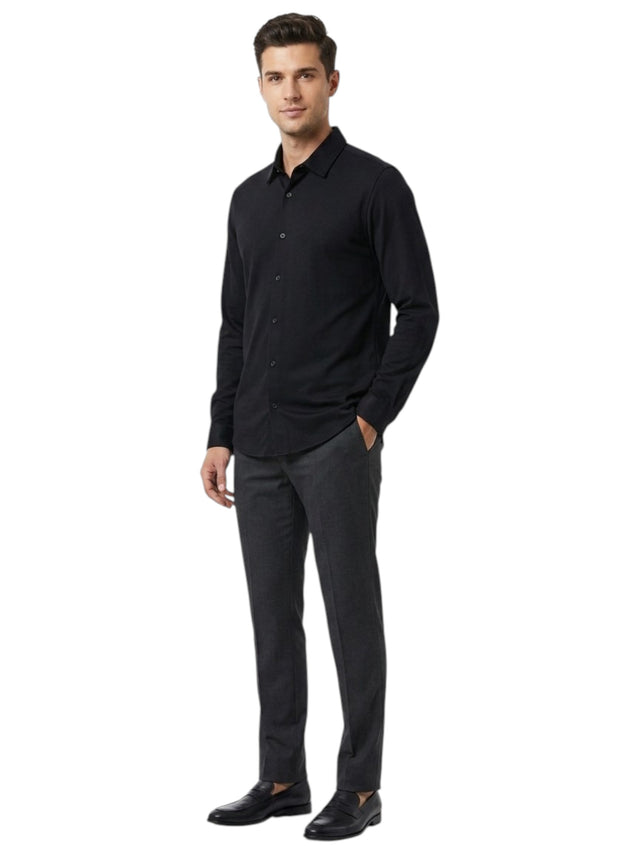 Image for Men's Plain Solid Dress Shirt,Black