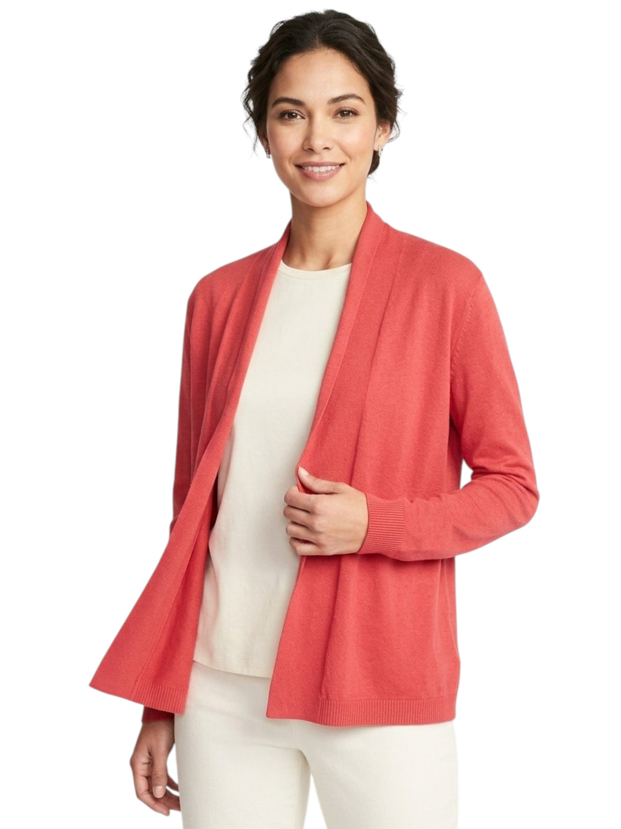 Image for Women's Plain Cardigan,Dusty Pink