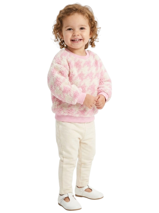 Image for Kids Girl's Printed Faux Fur Sweater,Pink