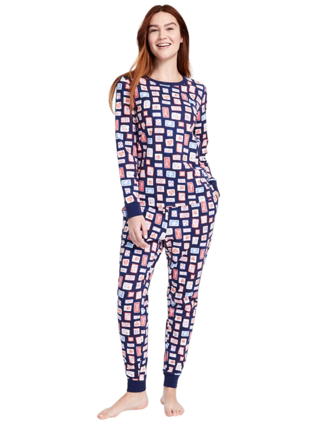 Image for Women's Printed Sleepwear Set 2 Pieces,Navy