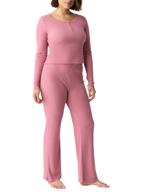 Image for Women's Plain Ribbed Pants,Pink