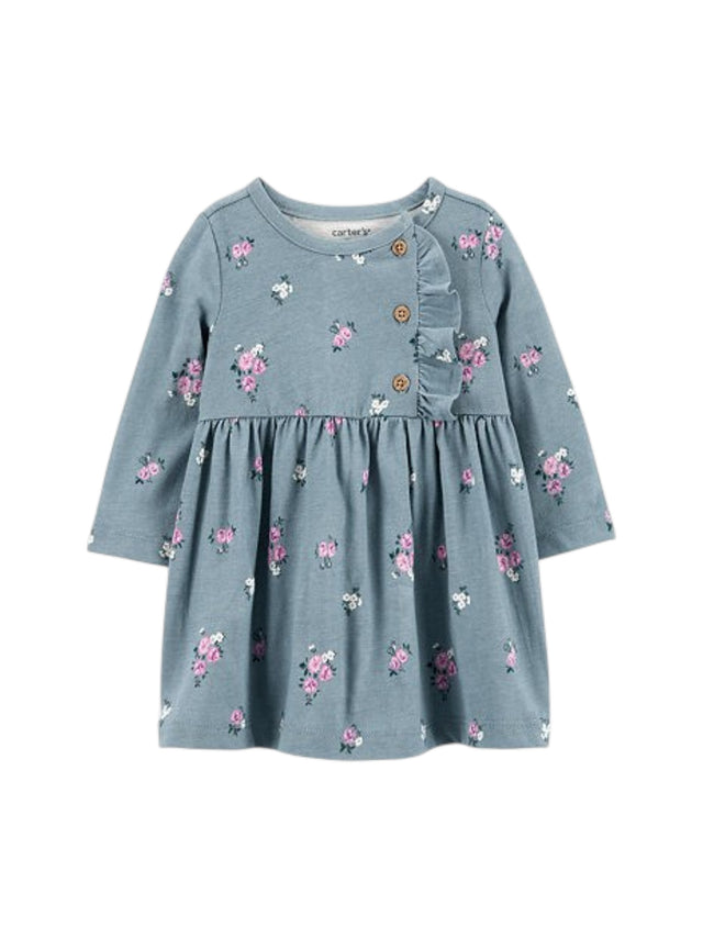 Image for Kids Girl's Floral Printed Dress Set 2 Pieces,Dusty Blue