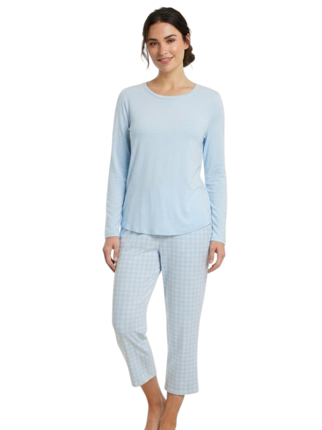Image for Women's Plain Sleepwear Set Top & Pant,Light Turquoise