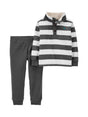 Image for Kids Boy's Striped Sleepwear Set 2 Pieces,Grey