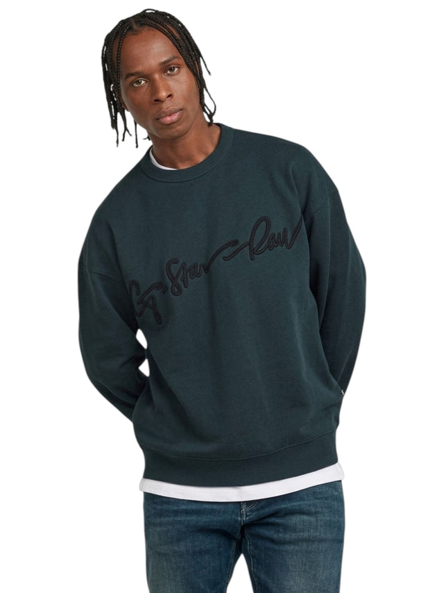 Image for Men's Plain Embroidered Sweater,Navy