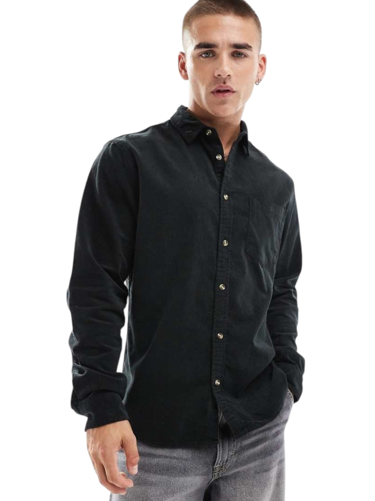Image for Men's Textured Dress Shirt,Black