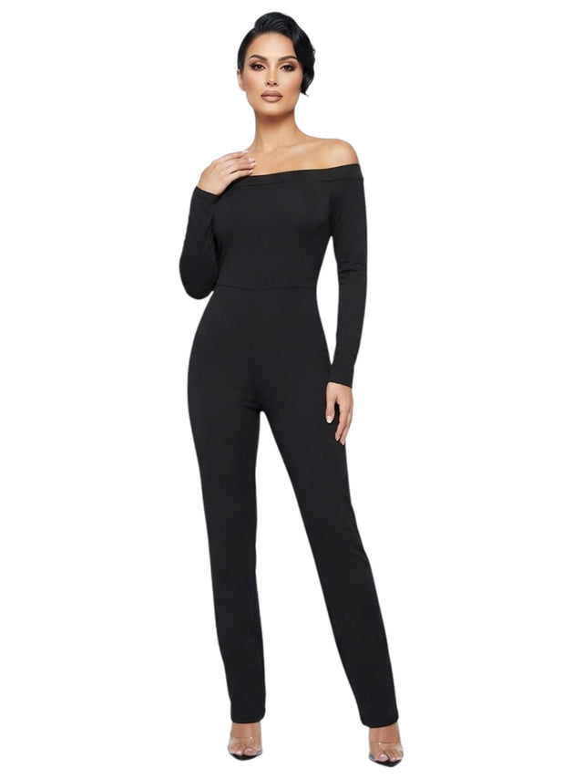 Image for Women's Plain Solid Jumpsuit,Black